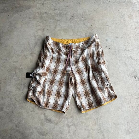 Billabong Plaid Brown Swim trunks shorts mens size 36 - Picture 1 of 4